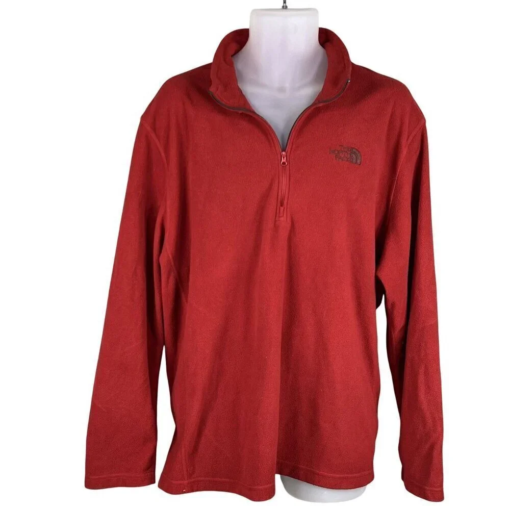 The North Face Men XXL Rage Red 1/4 Zip Pullover Fleece Pullover Sweater Stretch